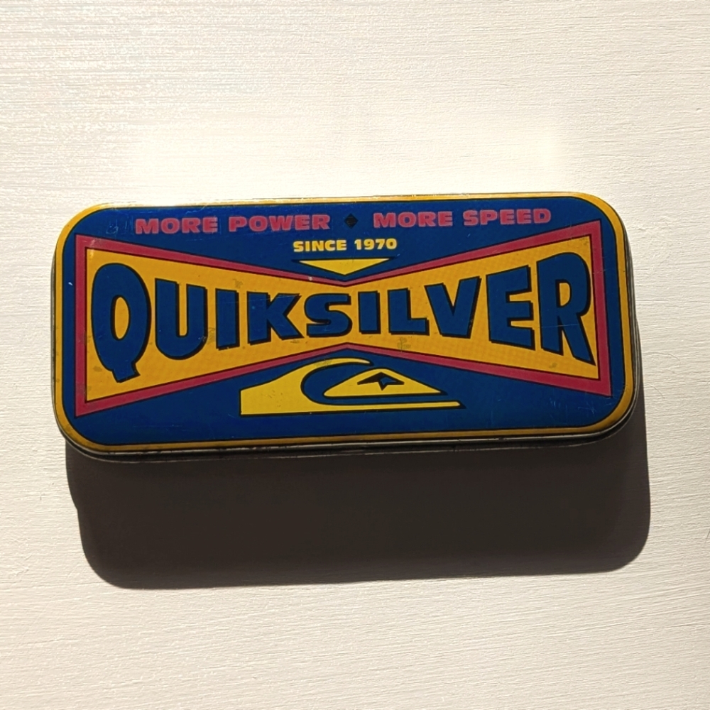 VTG Quiksilver Blue and Yellow Tin Box
